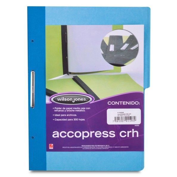 Carpeta porta documentos acco press t/carta azul claro